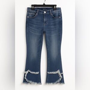 Judy Blue Crop Flare Ankle Jeans -Women’sSize9/29 Frayed Hem Retro Style denim